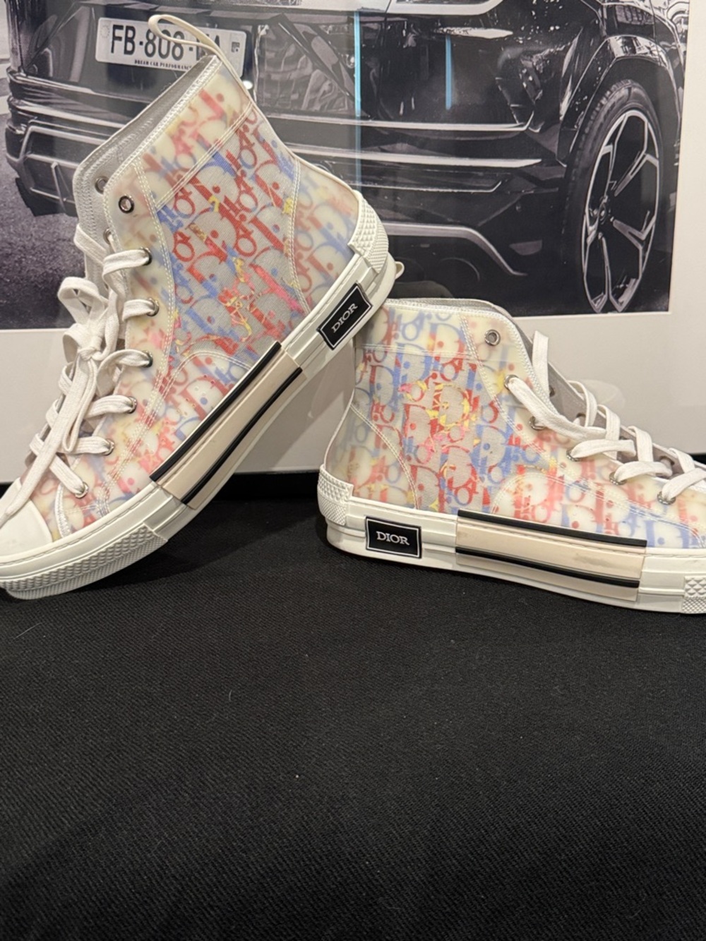 Dior Pastel Multicolor Oblique High-Top Sneakers B23 Monogram - Picture 3 of 12